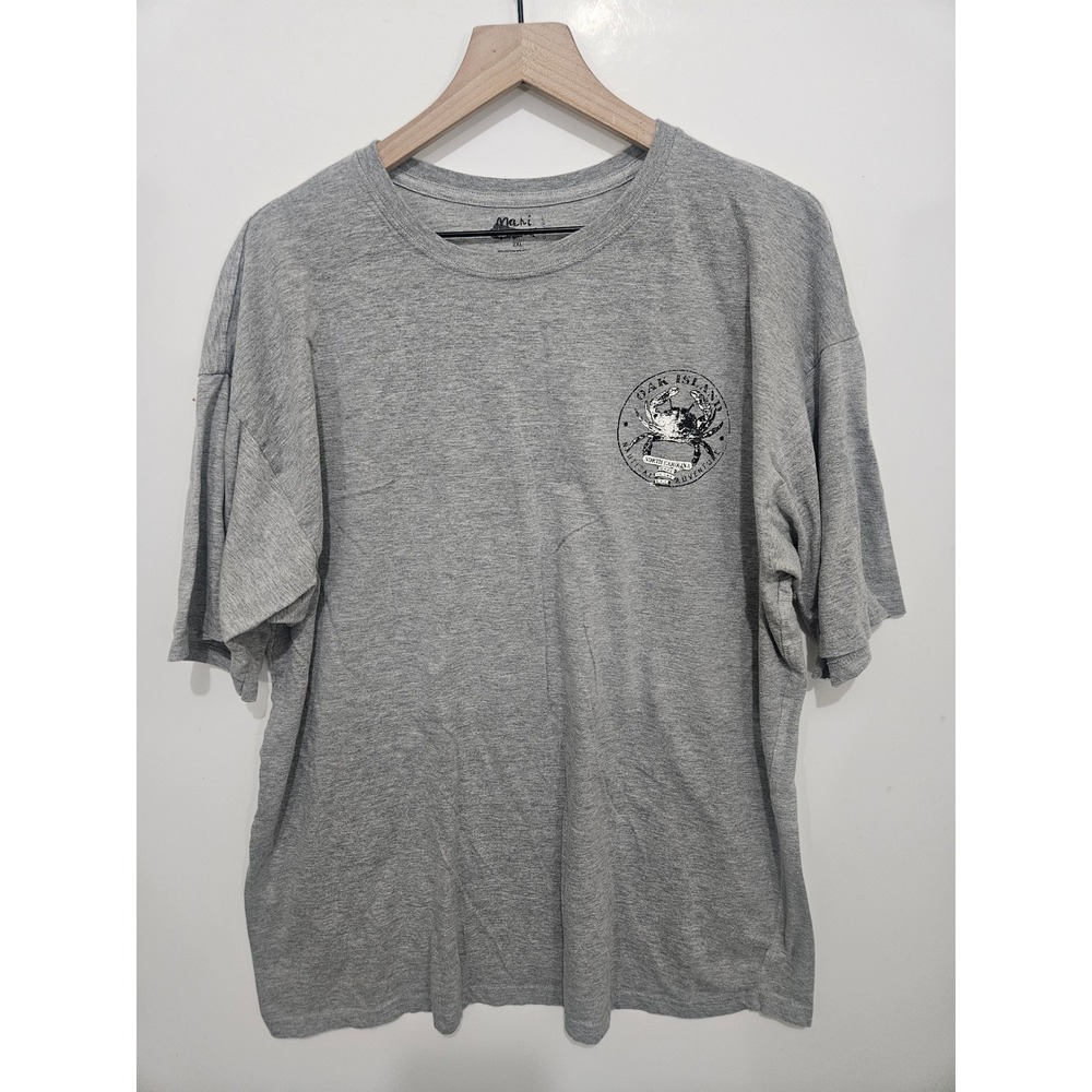 Mani Surf Co Oak Island North Carolina Crab Graphic T-Shirt Mens 2XL Gray Tee